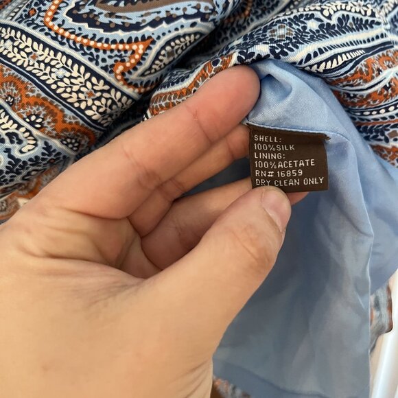 J. McLaughlin Paisley Blue Silk Sheath Swing Dress Womens Size Medium - Picture 4 of 4